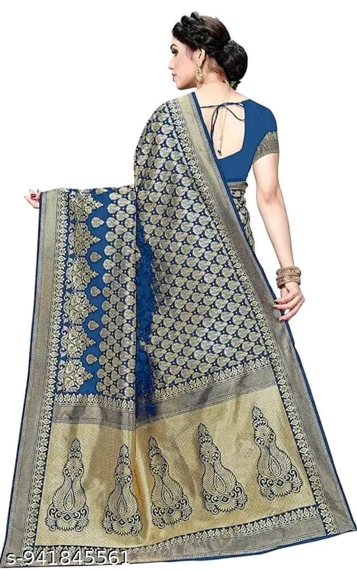 Women's Trendy Banarasi Kanjivaram Art Silk Saree with Blouse Material