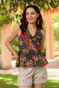 Women Printed Pure Cotton Peplum Top