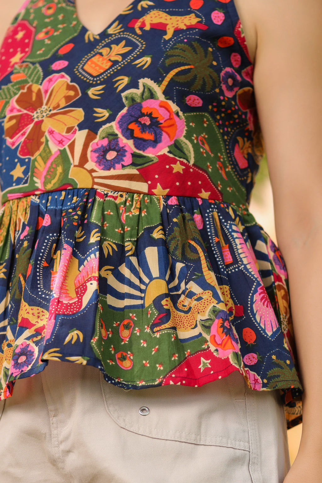 Women Printed Pure Cotton Peplum Top