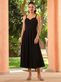 Women Solid Sweetheart Neck Dress