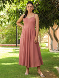 Women Solid Fit and Flare Pure Cotton Midi Dress