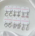 Jewelsbysirani Pack of 6 Stunning Shining Stylish Trendy AD Silver Charm Round Hoop Earrings For Women And Girls | Accessories | Gift | Korean | Minimal | Jhumka | Earrings | Aesthetic Jewellery