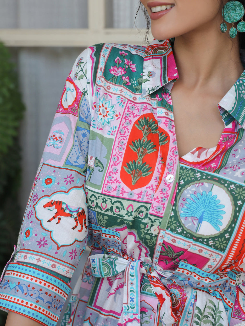 Printed Pure Cotton Fit & Flare Ethnic Dress