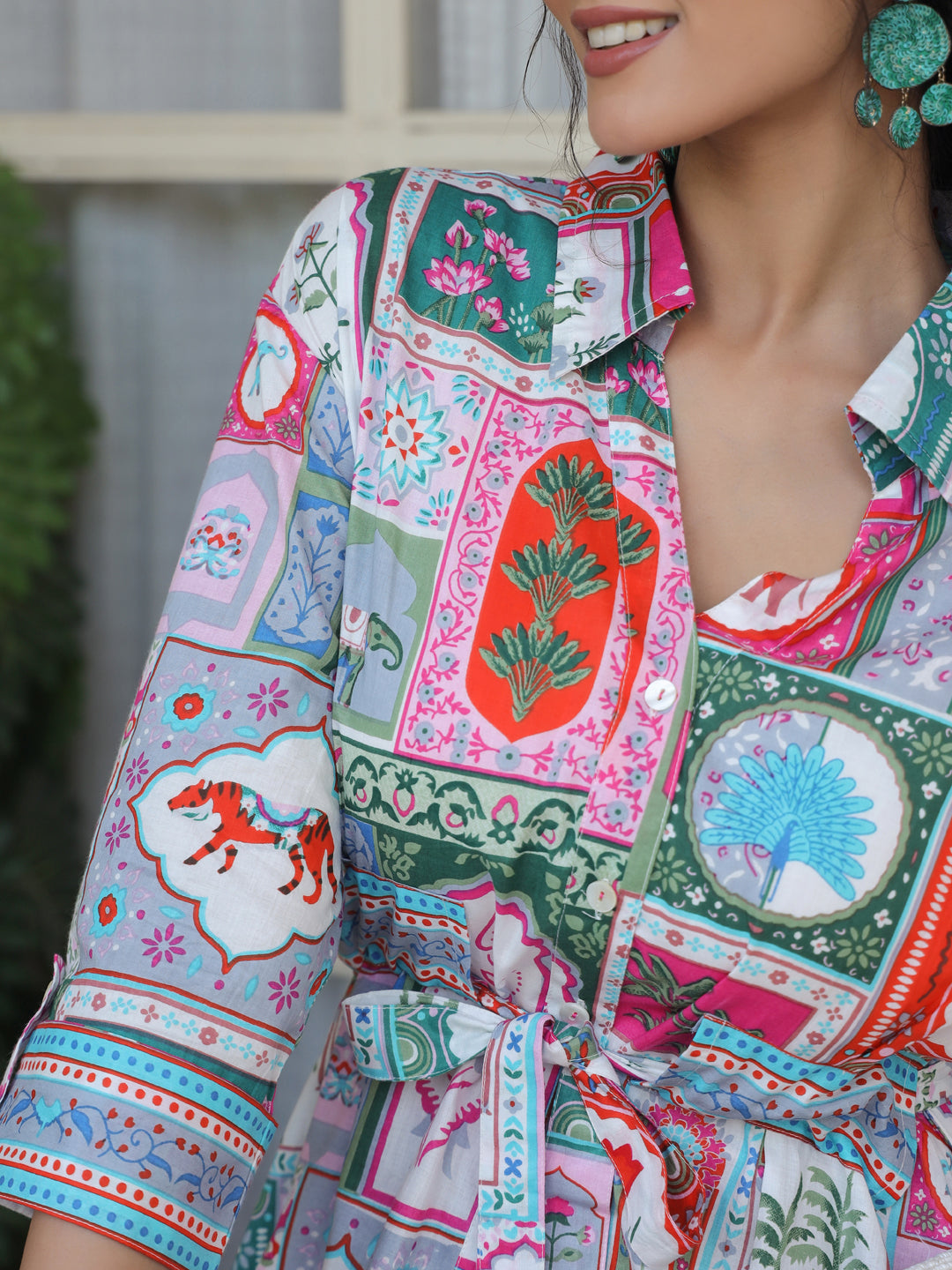 Printed Pure Cotton Fit & Flare Ethnic Dress