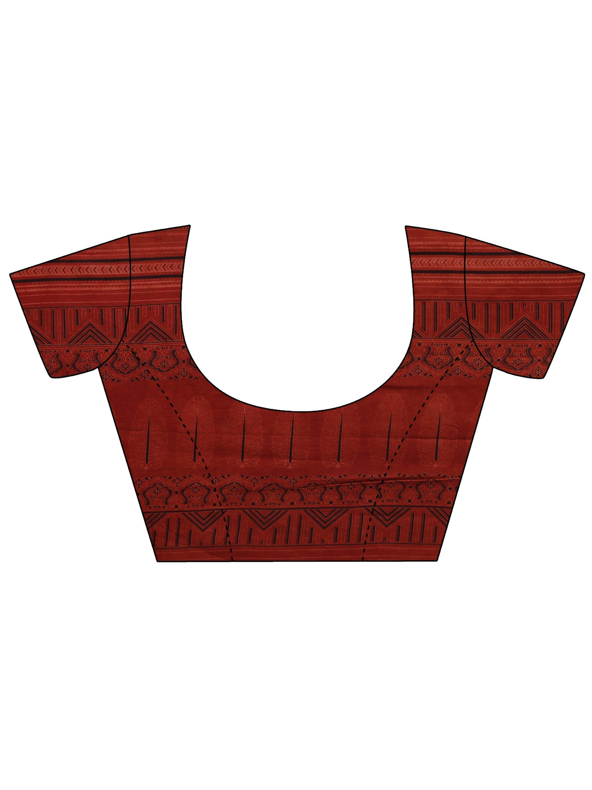 Rust Red Ajrakh Print Cotton Saree