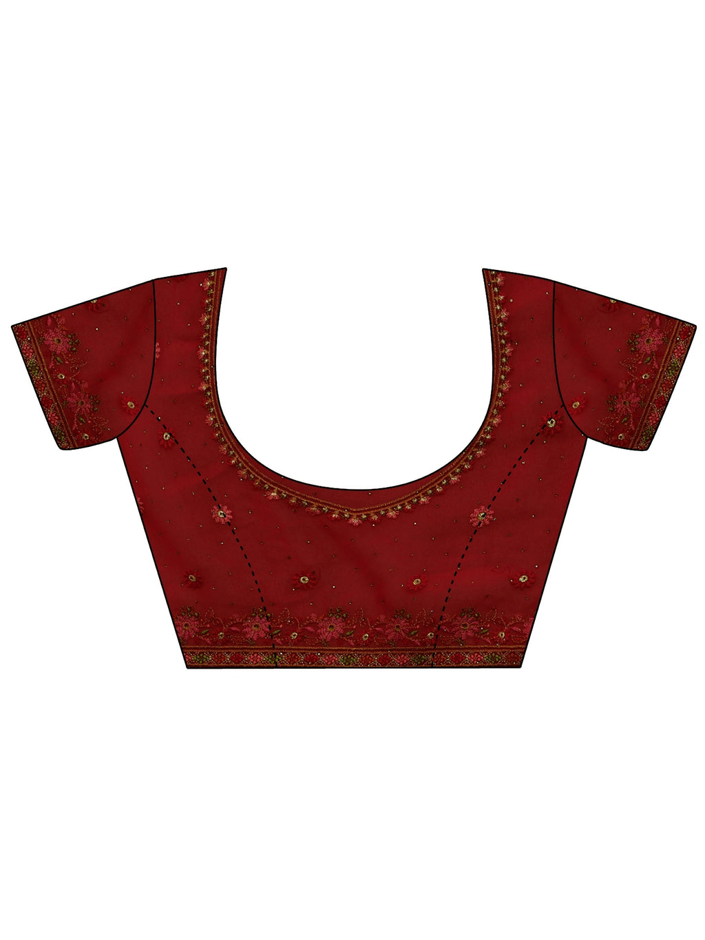 Art Crimson Red Paisley Embroidered Georgette Saree