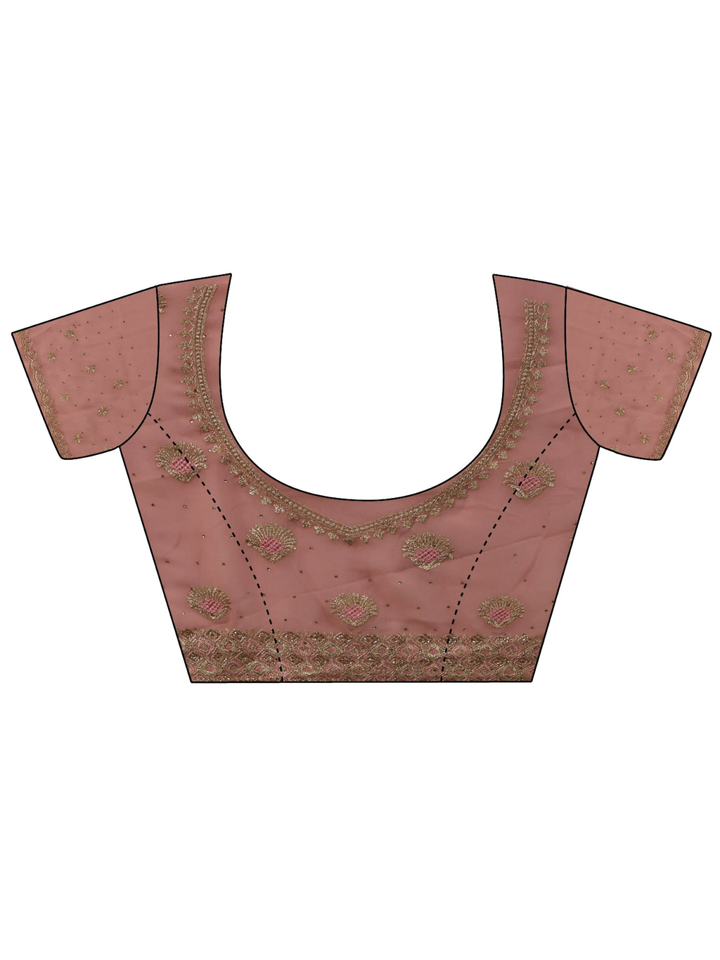 Baby Pink Floral Embroidered Georgette Saree