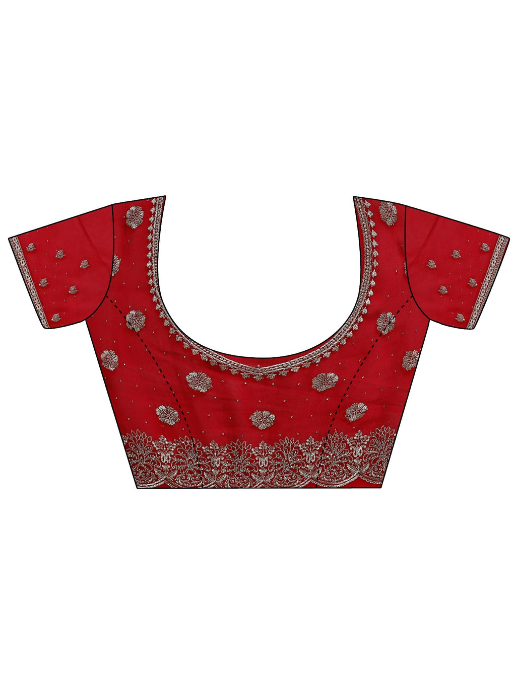 Red Floral Embroidered Georgette Saree