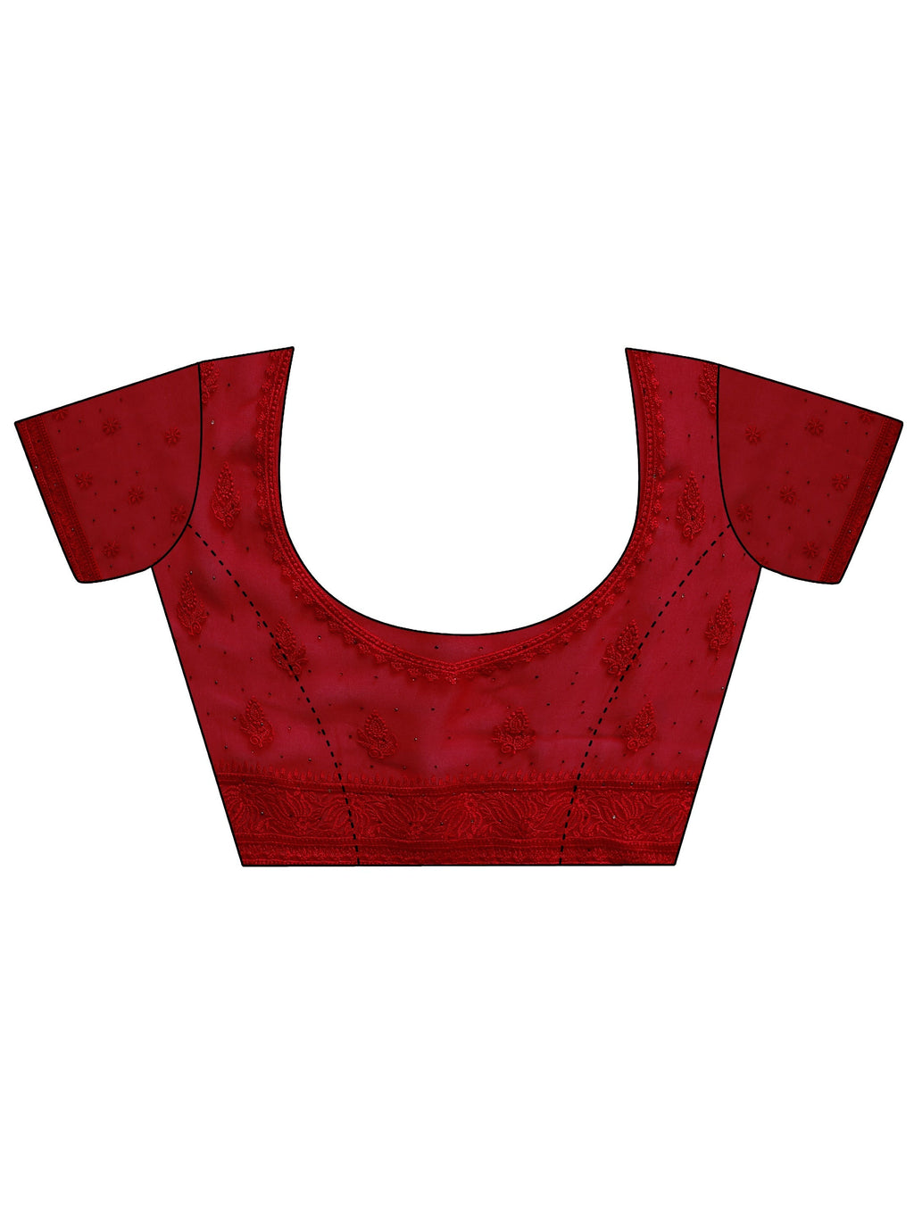Red Floral Embroidered Georgette Saree