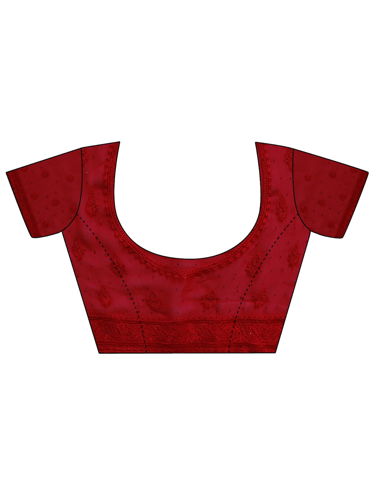 Red Floral Embroidered Georgette Saree