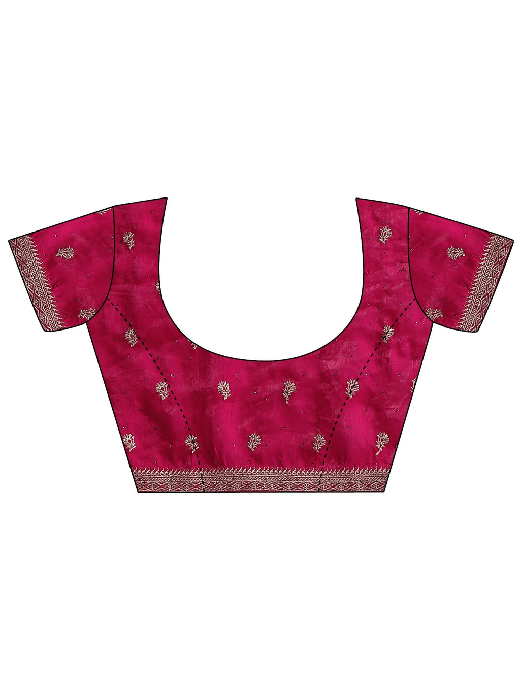 Rani Pink Embroidered Tissue Saree