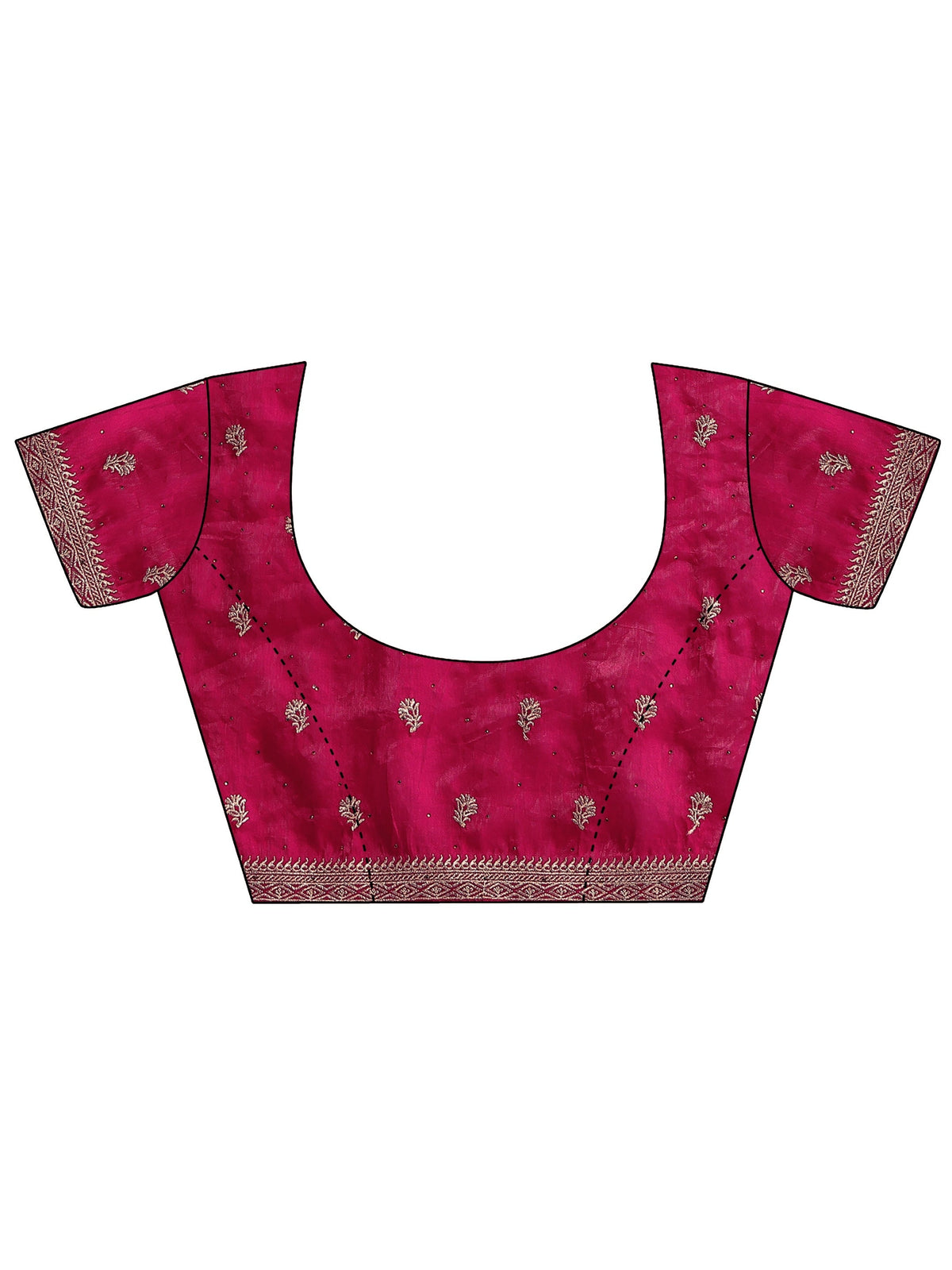 Rani Pink Embroidered Tissue Saree