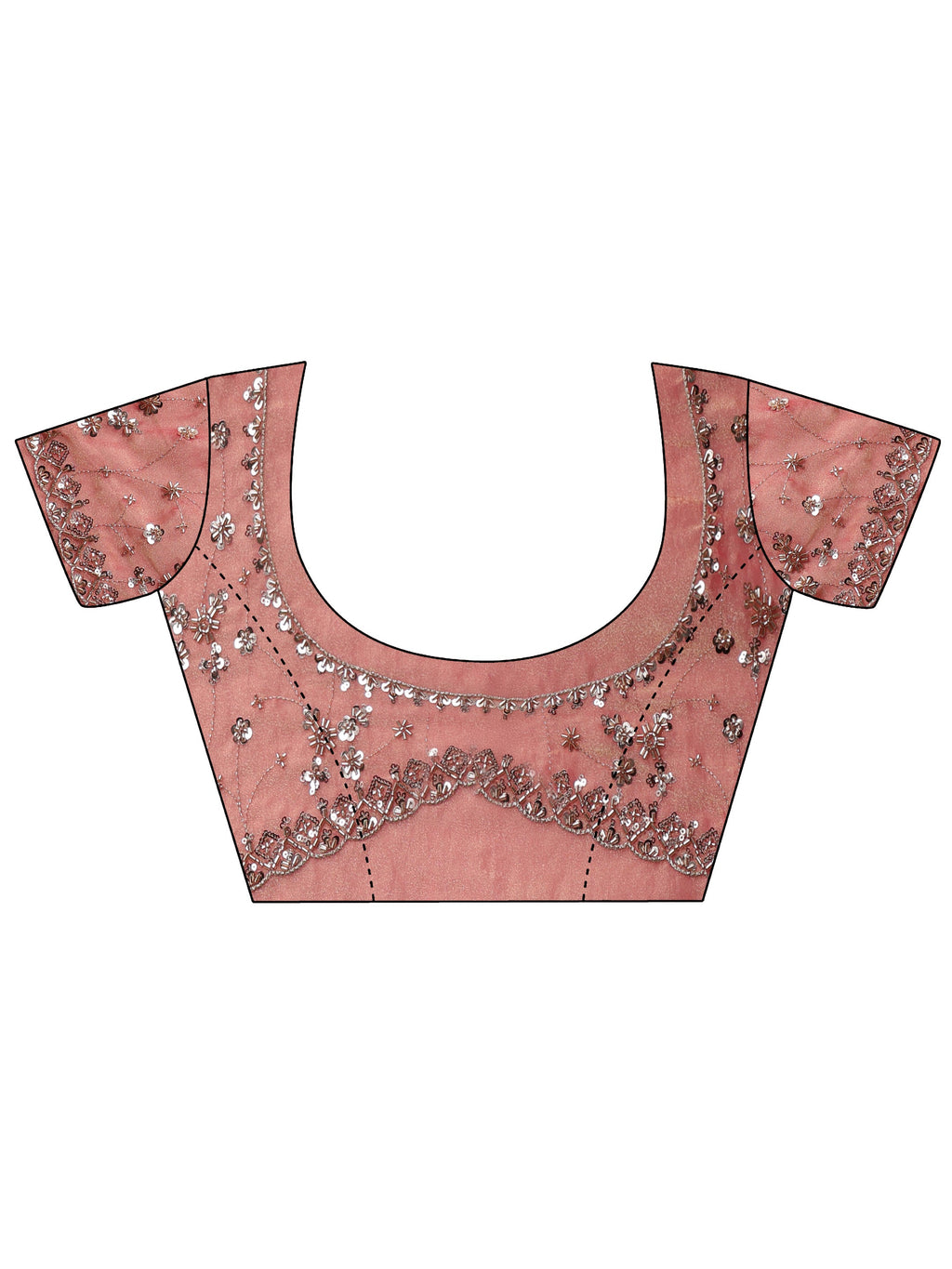 Art Coral Pink Embellished Tissue Saree