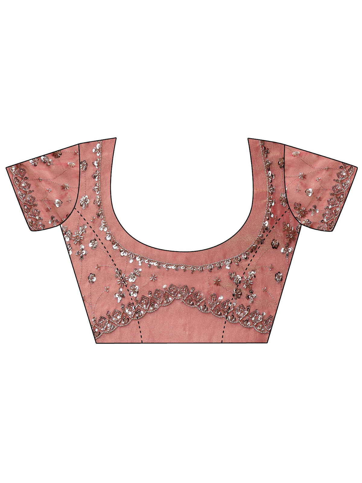 Art Coral Pink Embellished Tissue Saree