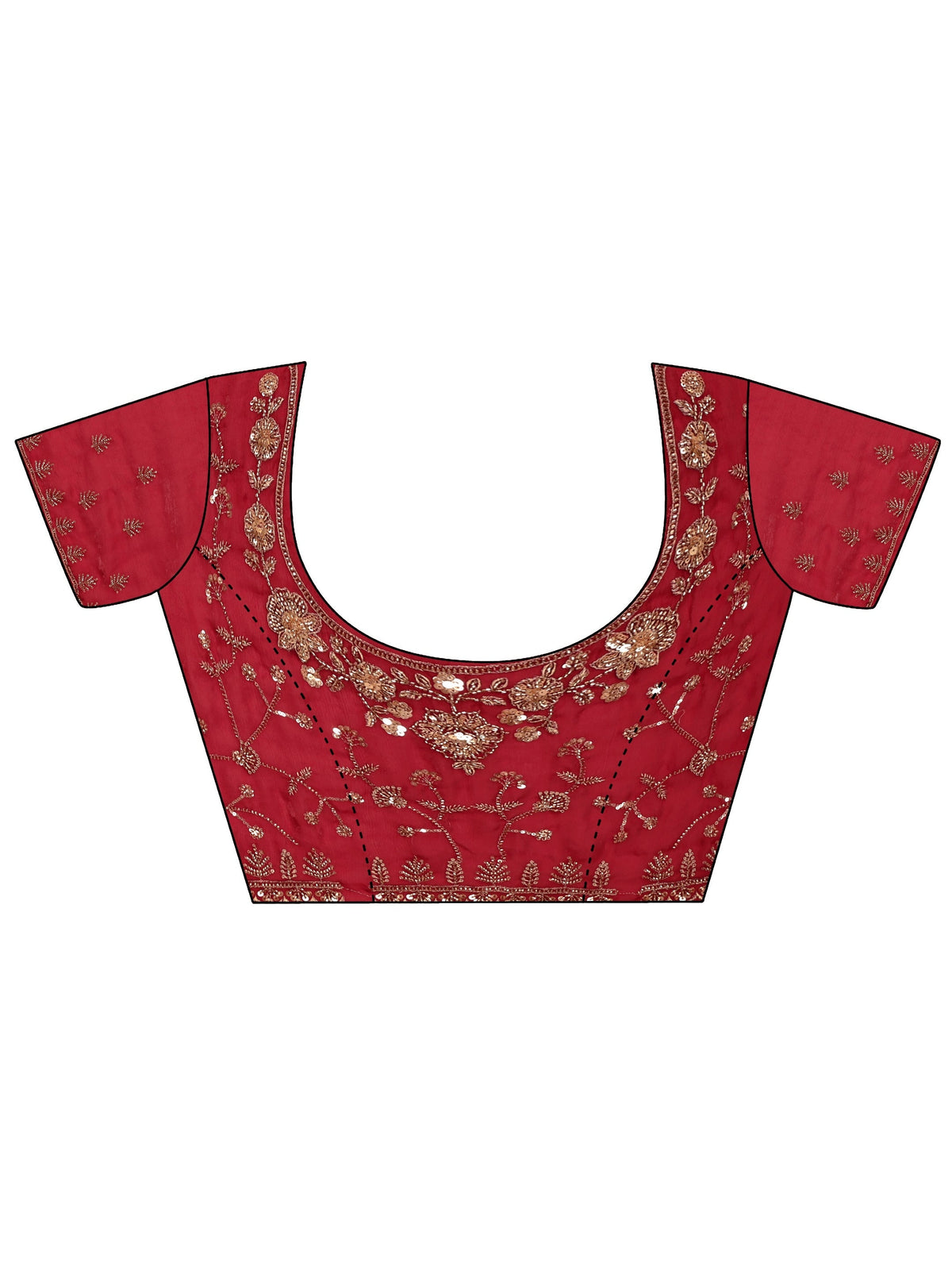 Art Crimson Red Floral Embellished Tissue Saree