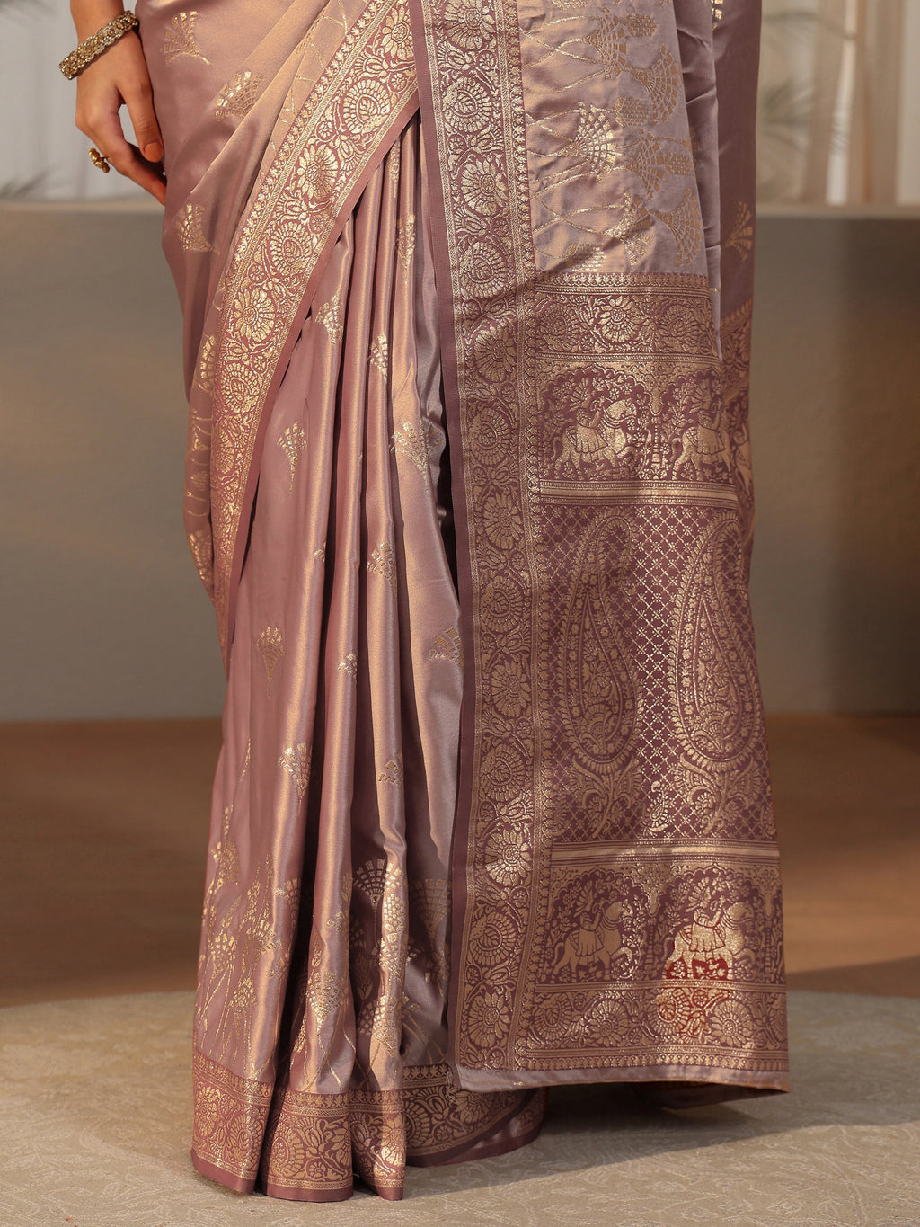 Mauve Banarasi Satin Saree