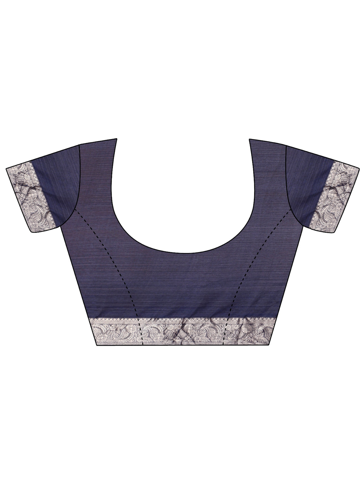 Navy Blue Striped Chiffon Saree with Paisley Border