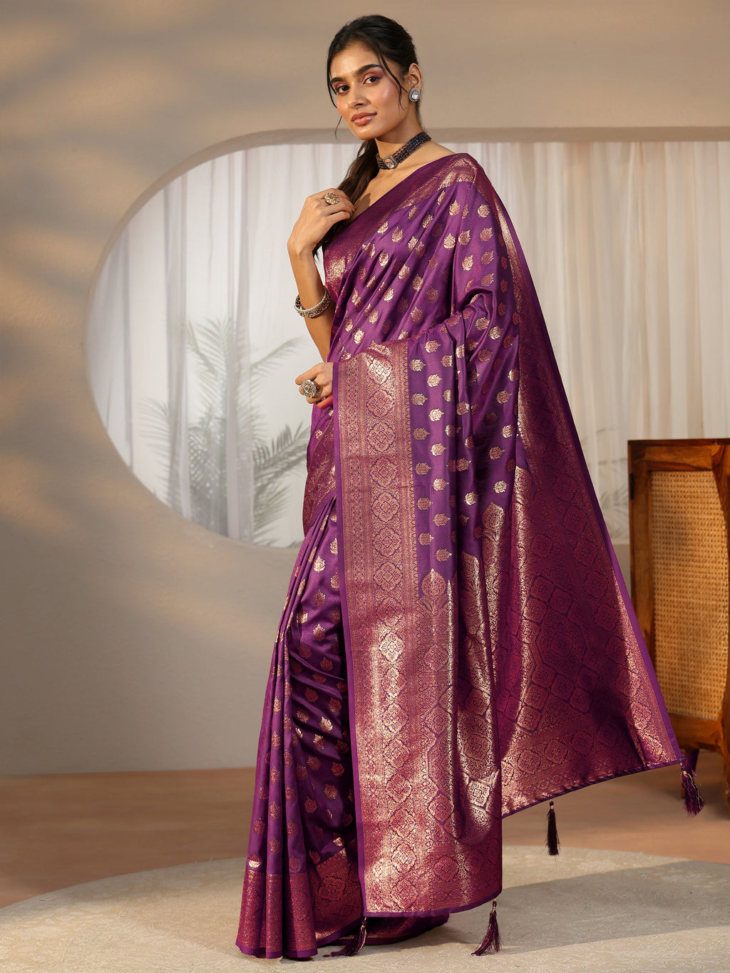 Imperial Purple Banarasi Silk Blend Saree