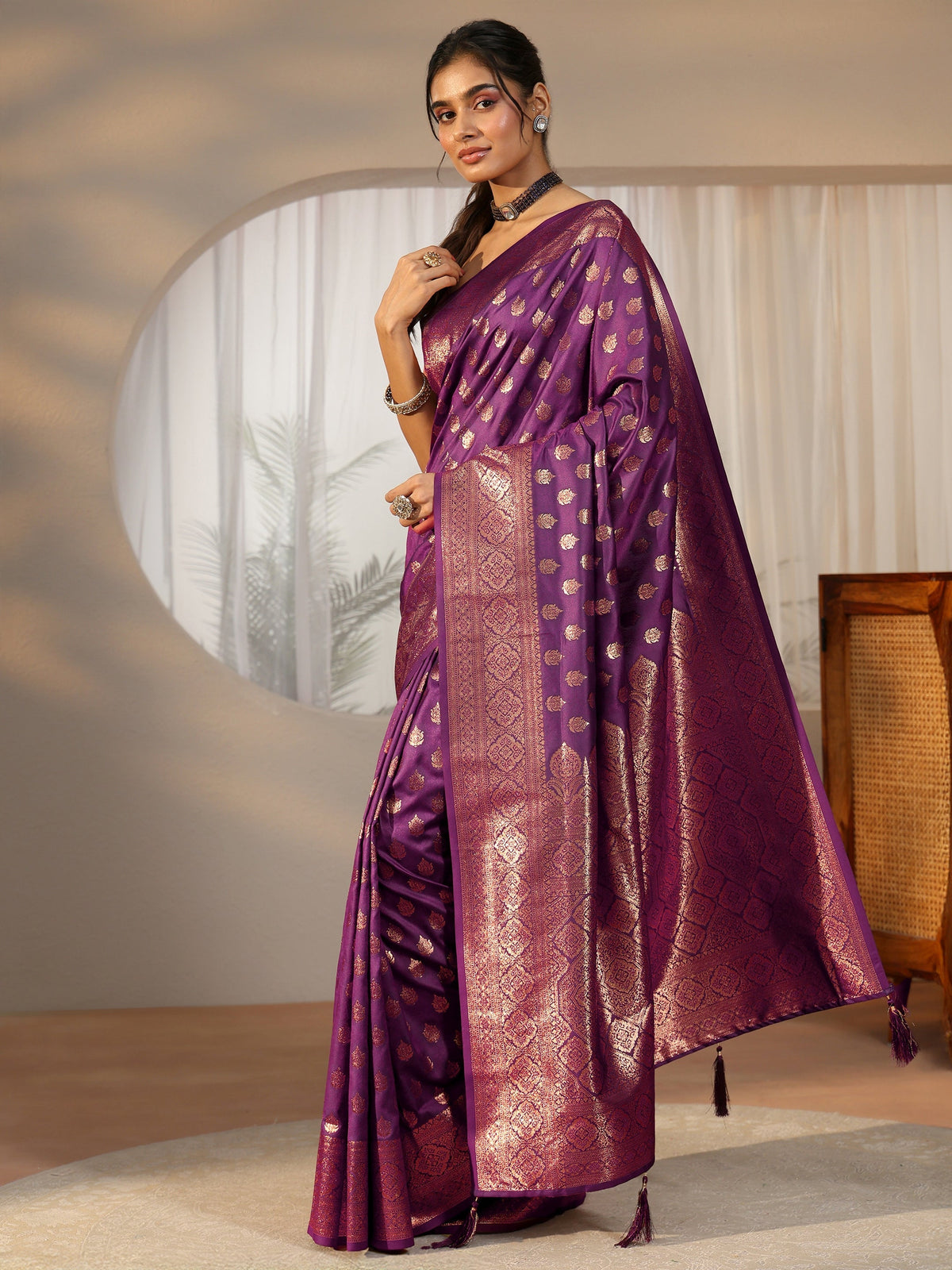 Imperial Purple Banarasi Silk Blend Saree
