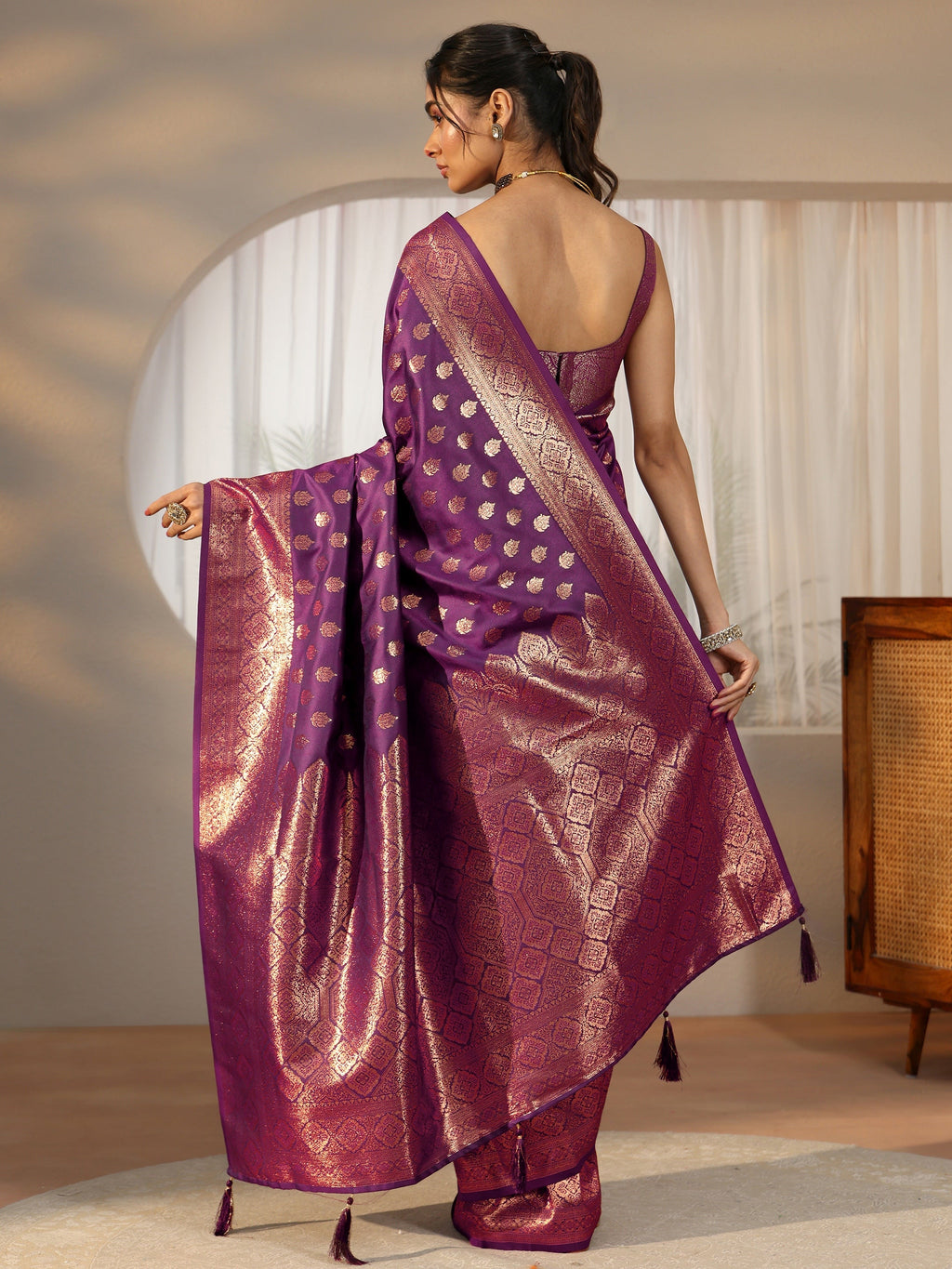 Imperial Purple Banarasi Silk Blend Saree
