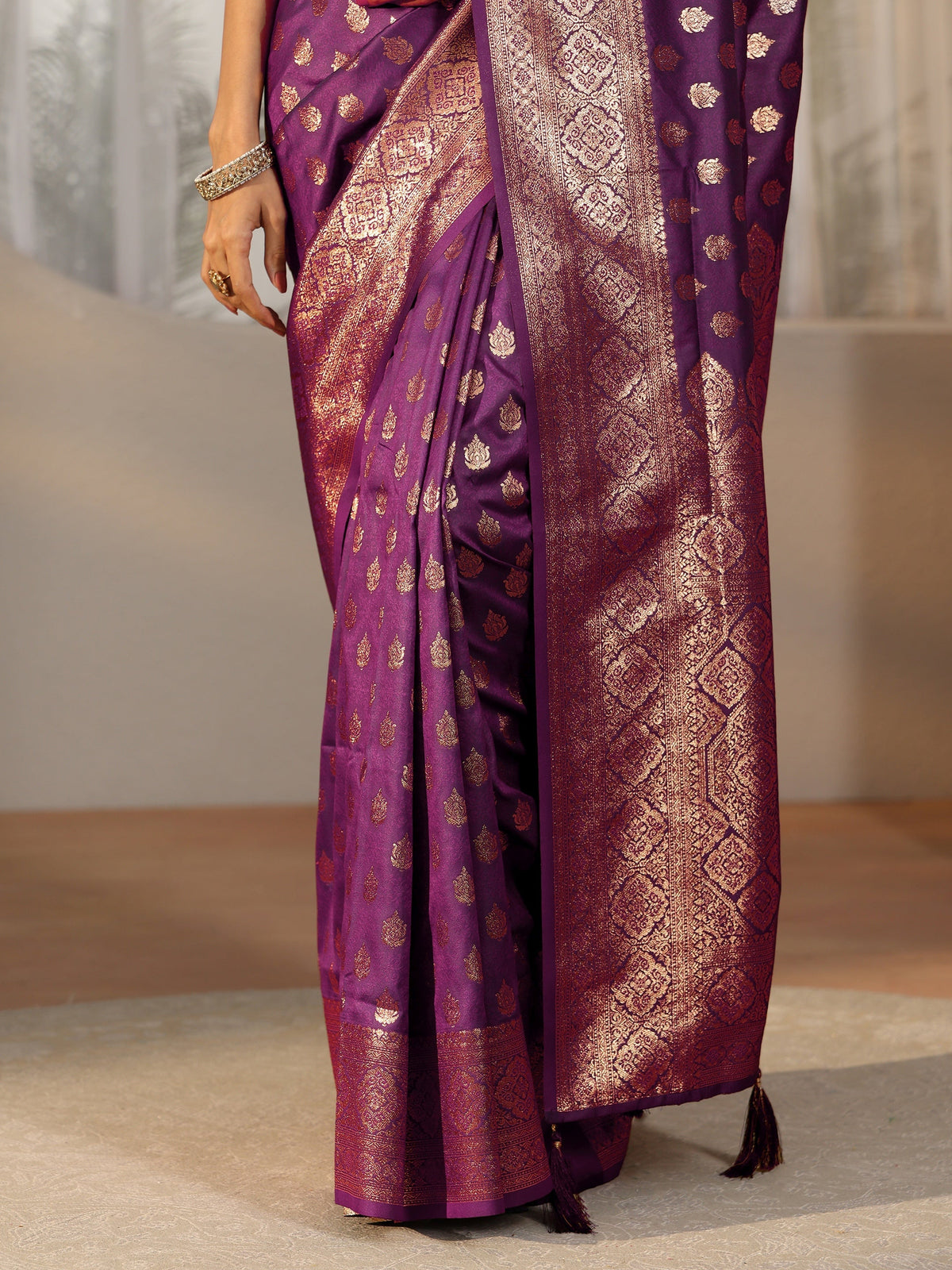 Imperial Purple Banarasi Silk Blend Saree