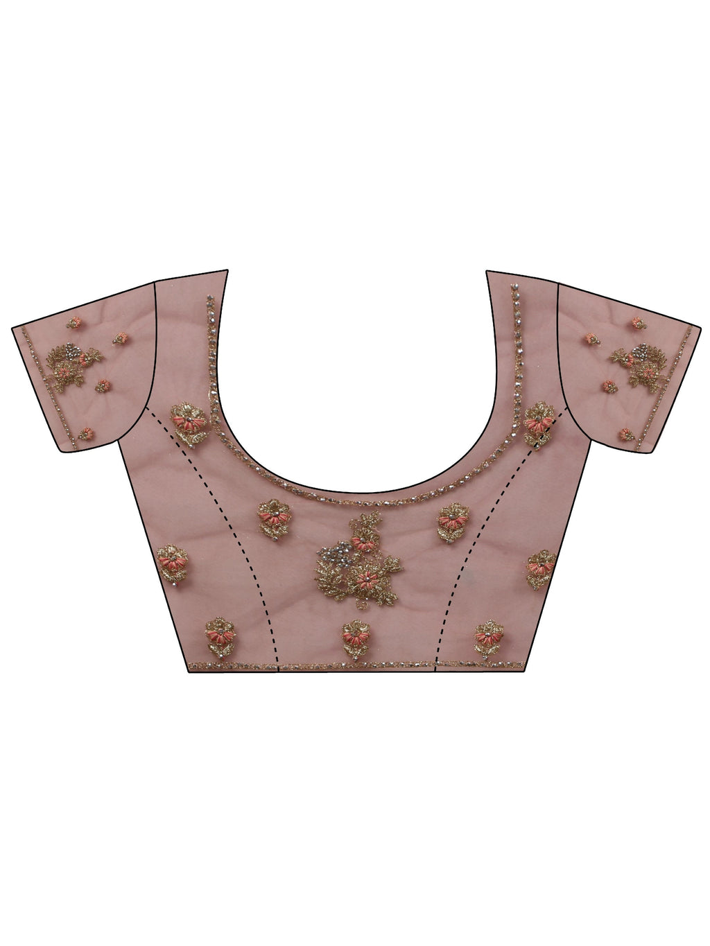 Baby Pink Floral Embroidered Net Saree