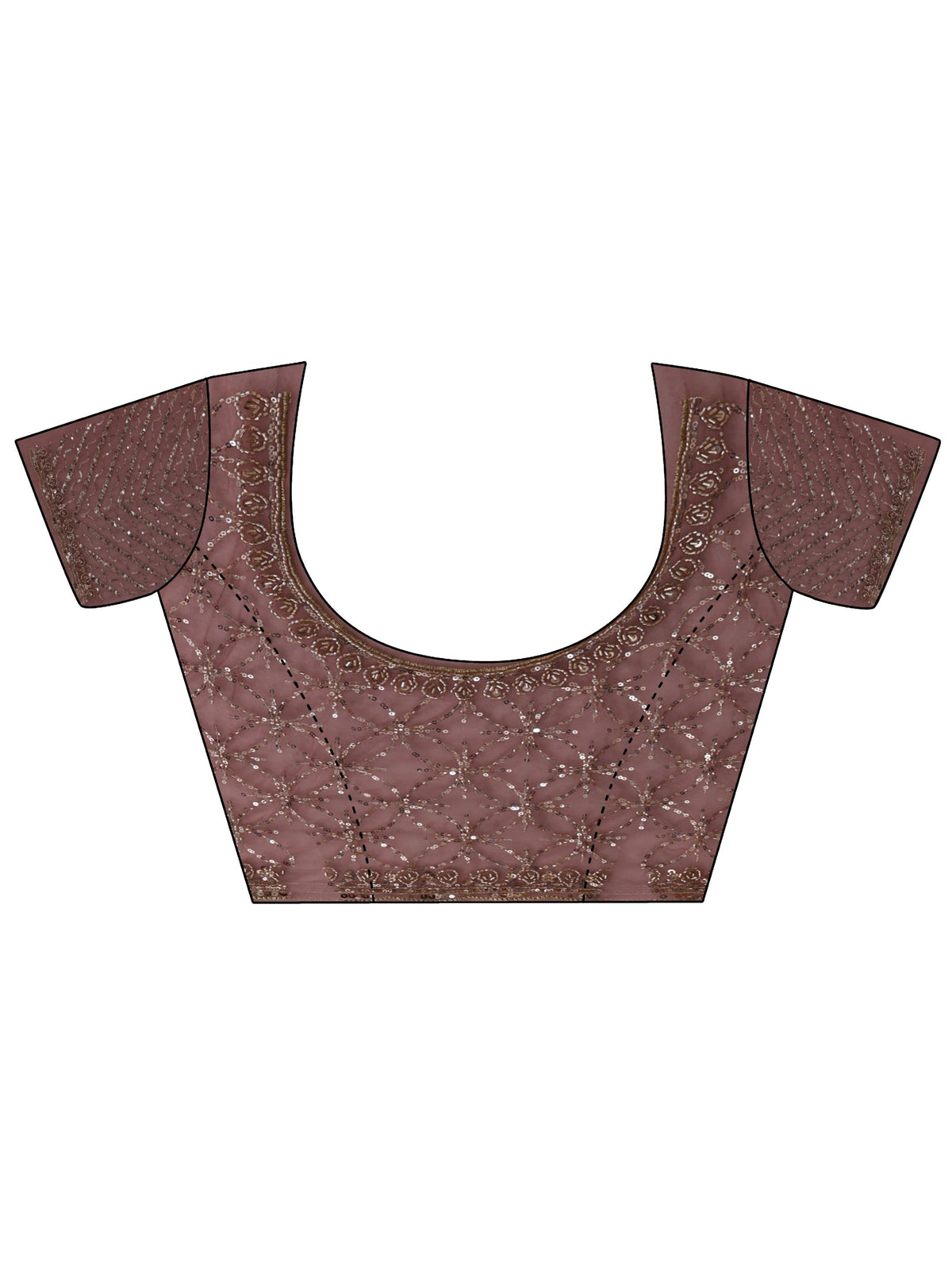 Art Mauve Sequinned Rosette Design Net Saree