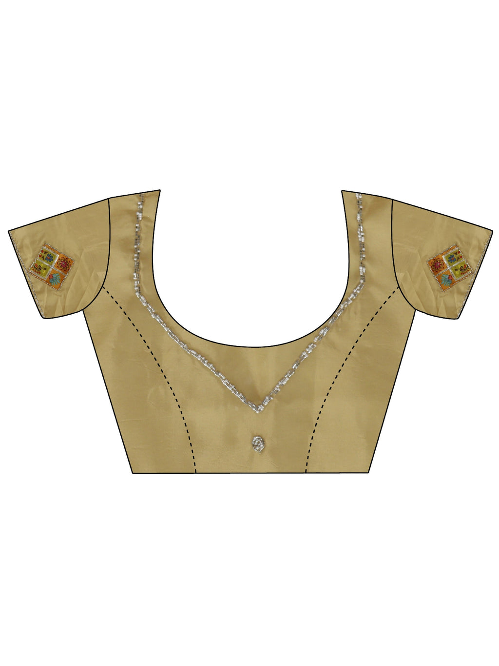 Antique Yellow Satin Saree with Applique Design