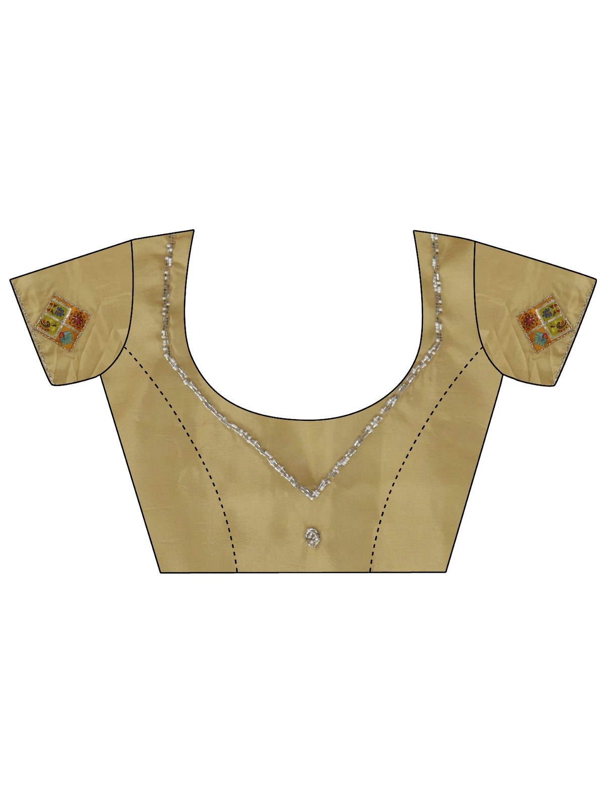 Antique Yellow Satin Saree with Applique Design