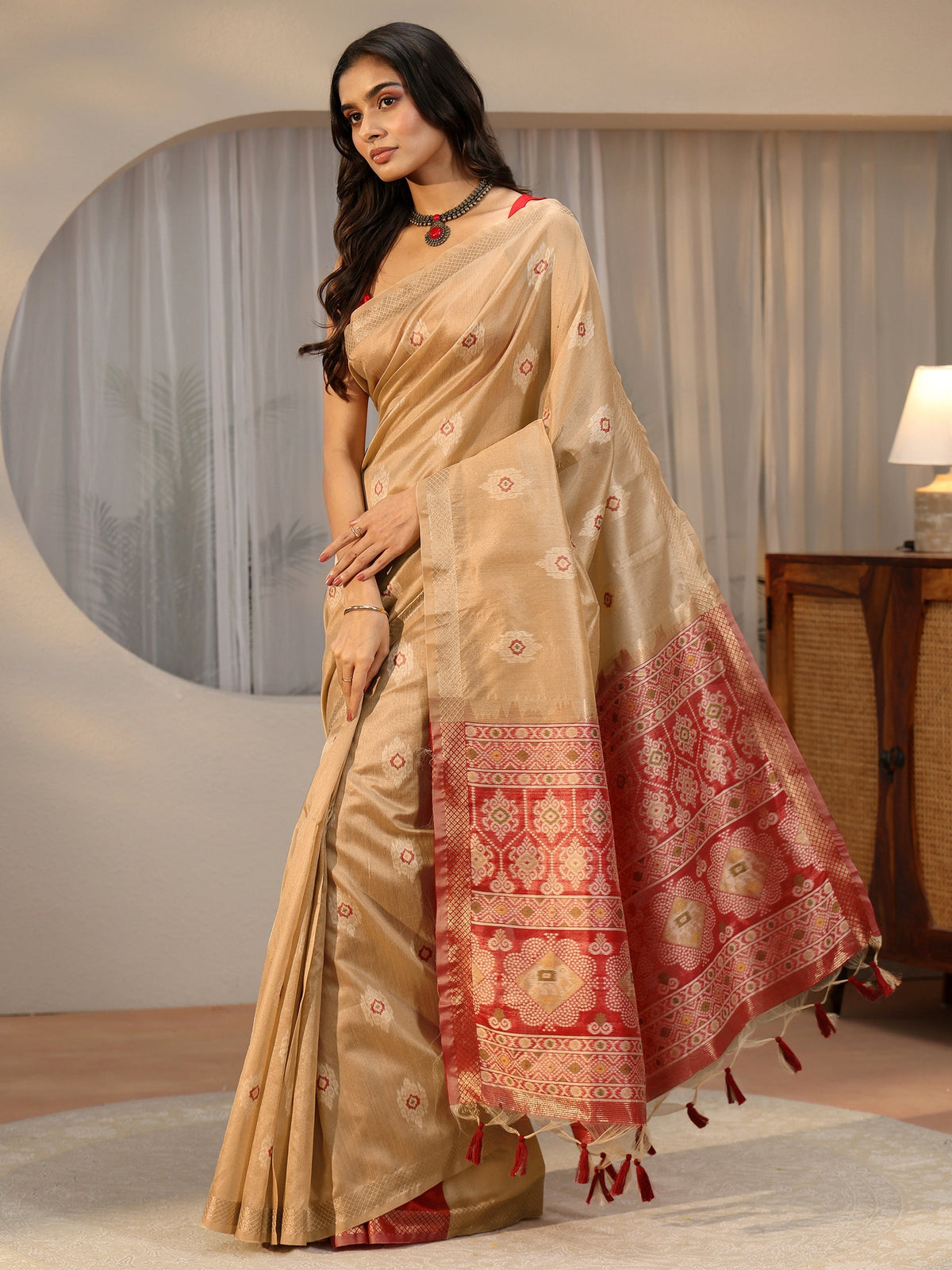 Gold Woven Design Silk Blend Saree