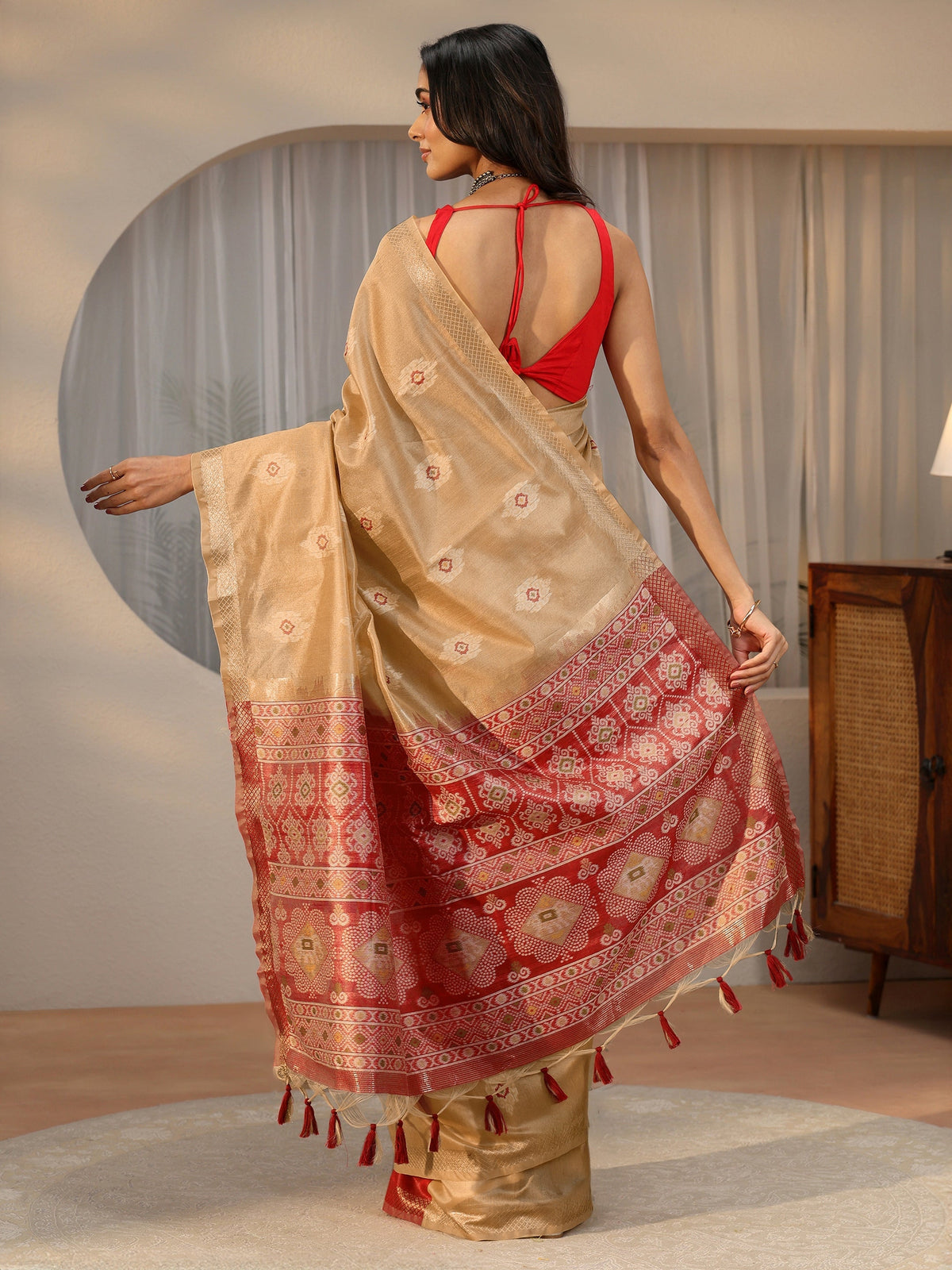 Gold Woven Design Silk Blend Saree