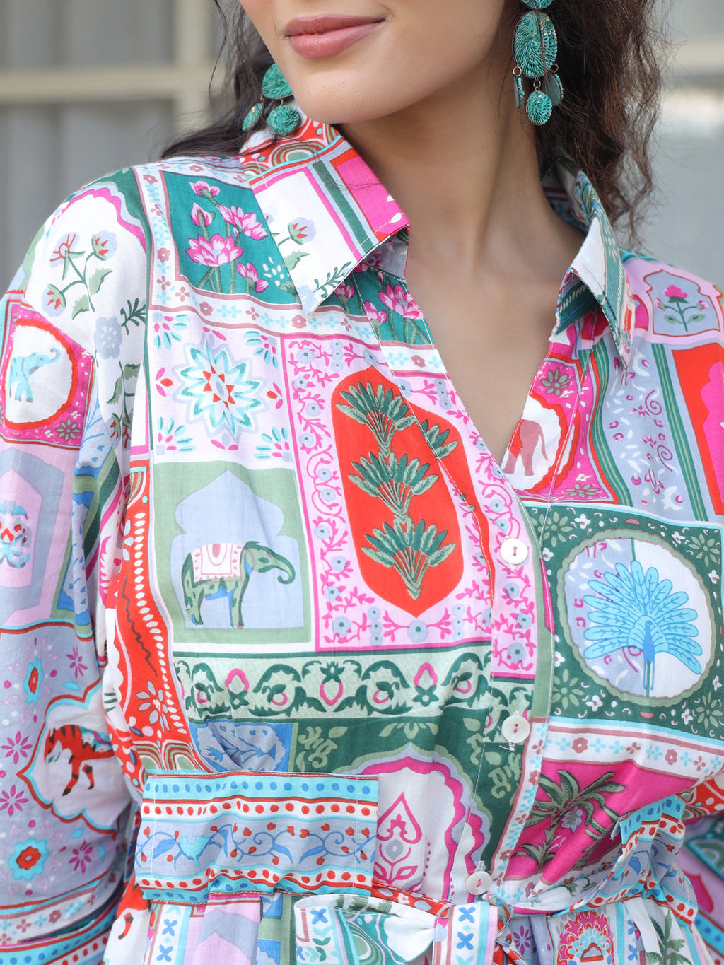 Printed Pure Cotton Fit & Flare Ethnic Dress