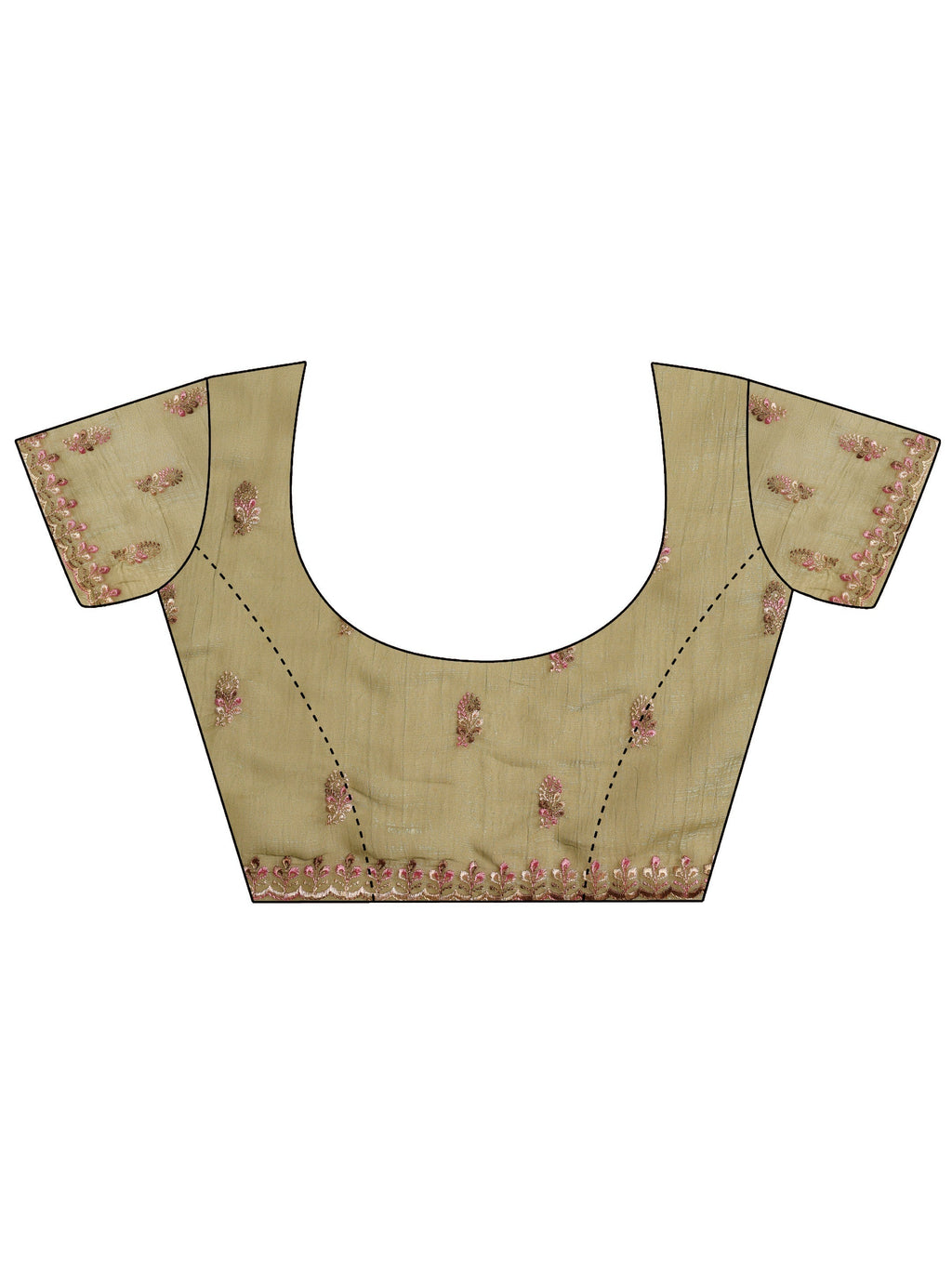 Peach Embroidered Silk blend Saree With Unstitched Blouse Piece