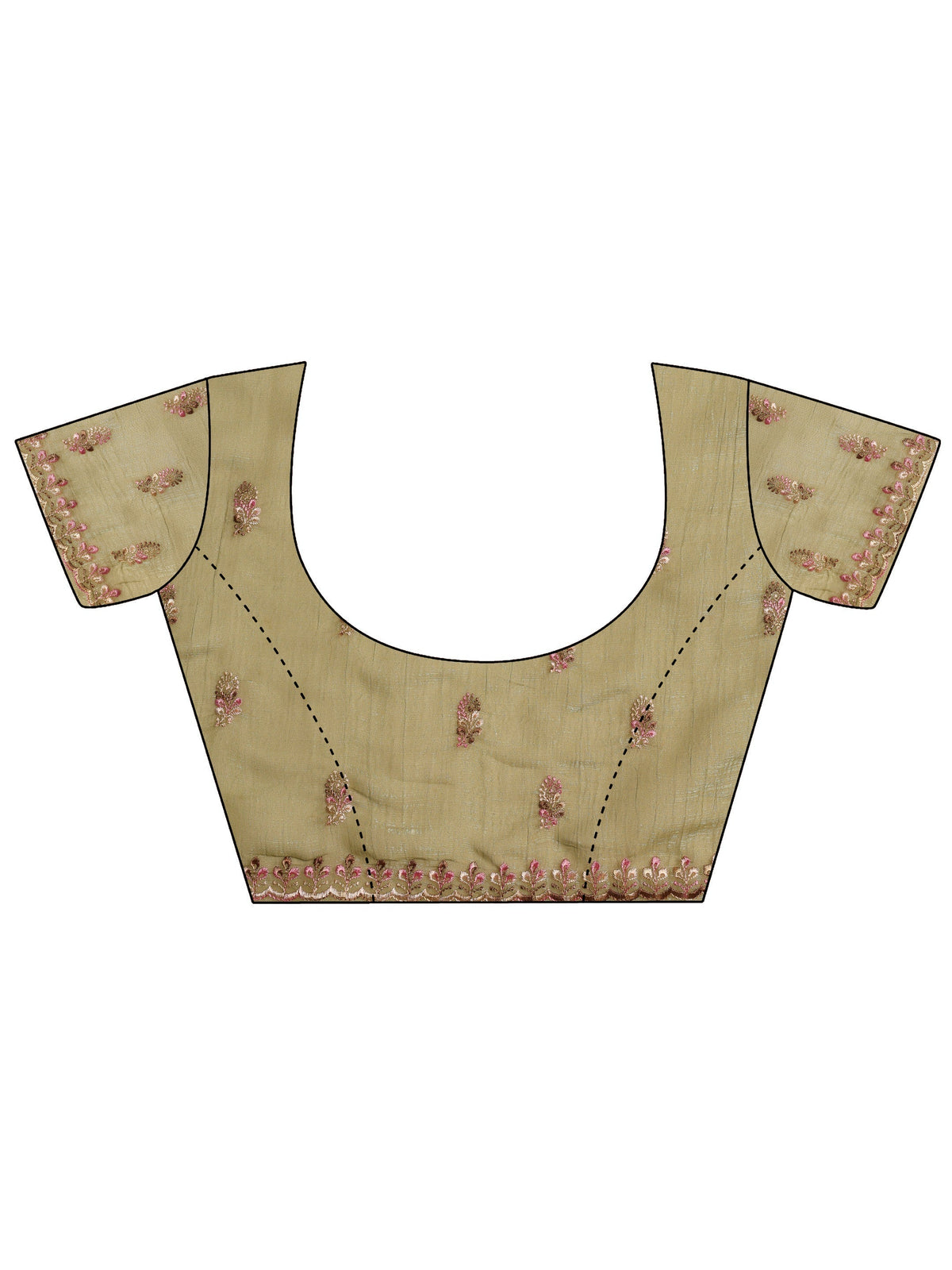 Peach Embroidered Silk blend Saree With Unstitched Blouse Piece