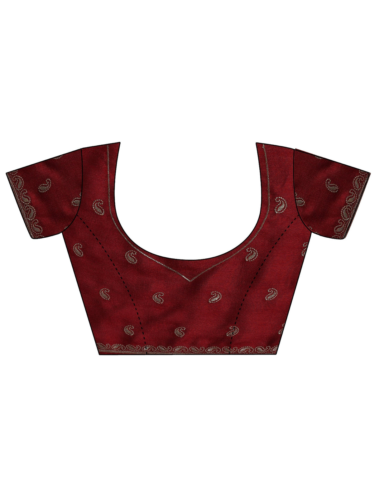 Maroon Embellished Silk blend Saree With Unstitched Blouse Piece