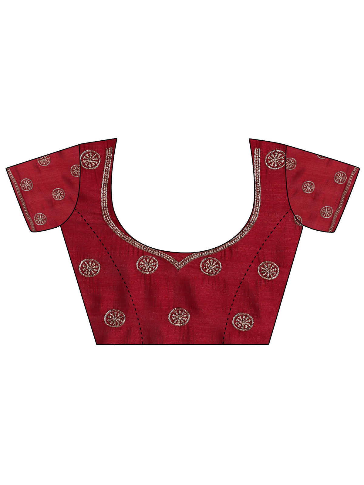 Maroon Embellished Silk Blend Saree With Unstitched Blouse Piece