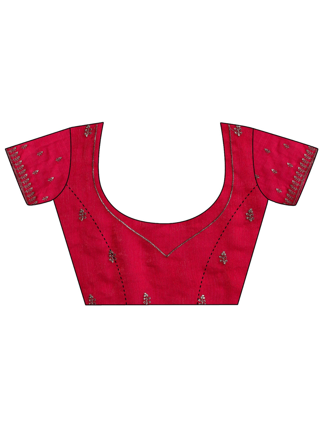Red Embellished Chiffon Saree With Unstitched Blouse Piece