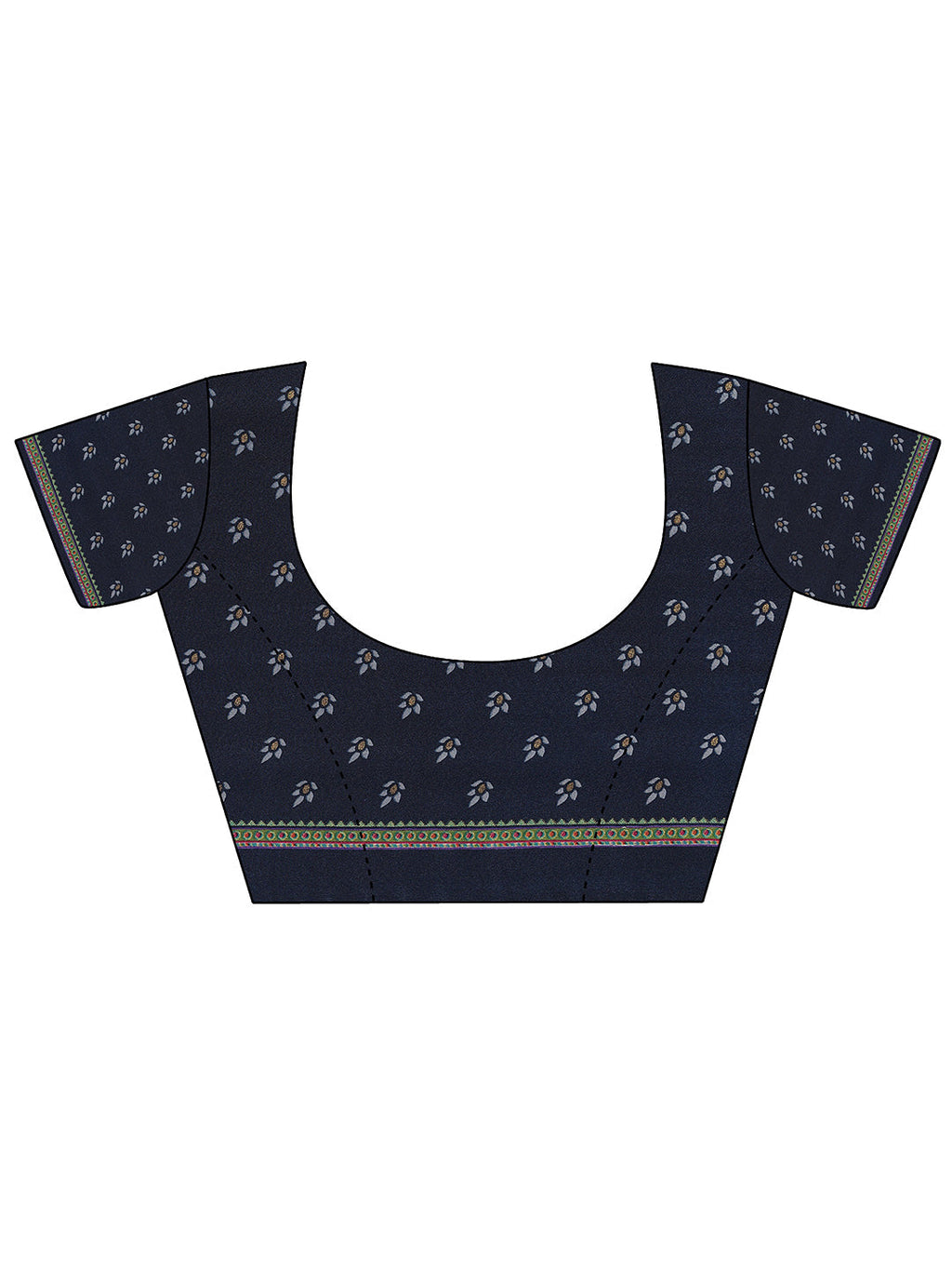 Navy Blue Printed Crepe Saree With Unstitched Blouse Piece