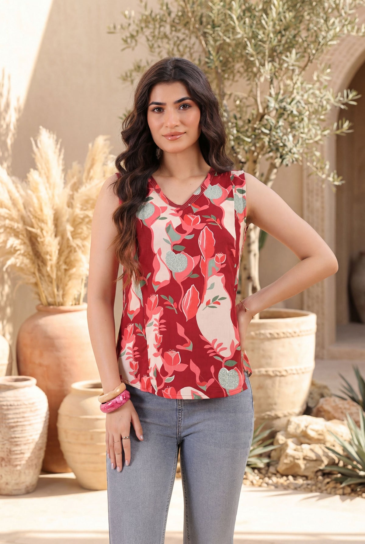 Floral Print Cotton Top