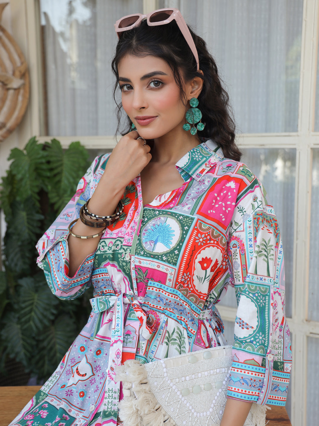Printed Pure Cotton Fit & Flare Ethnic Dress