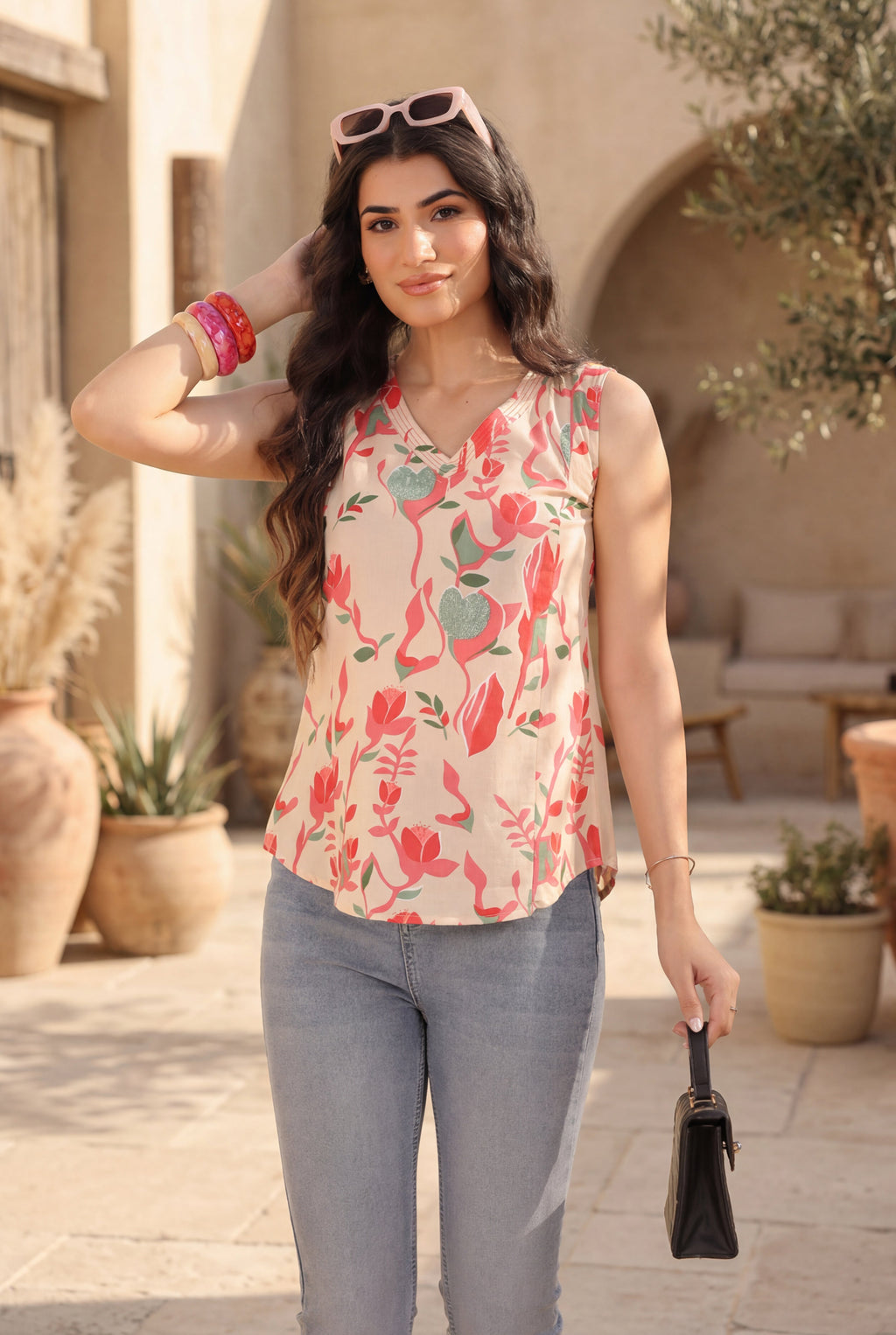 Floral Print Cotton Top