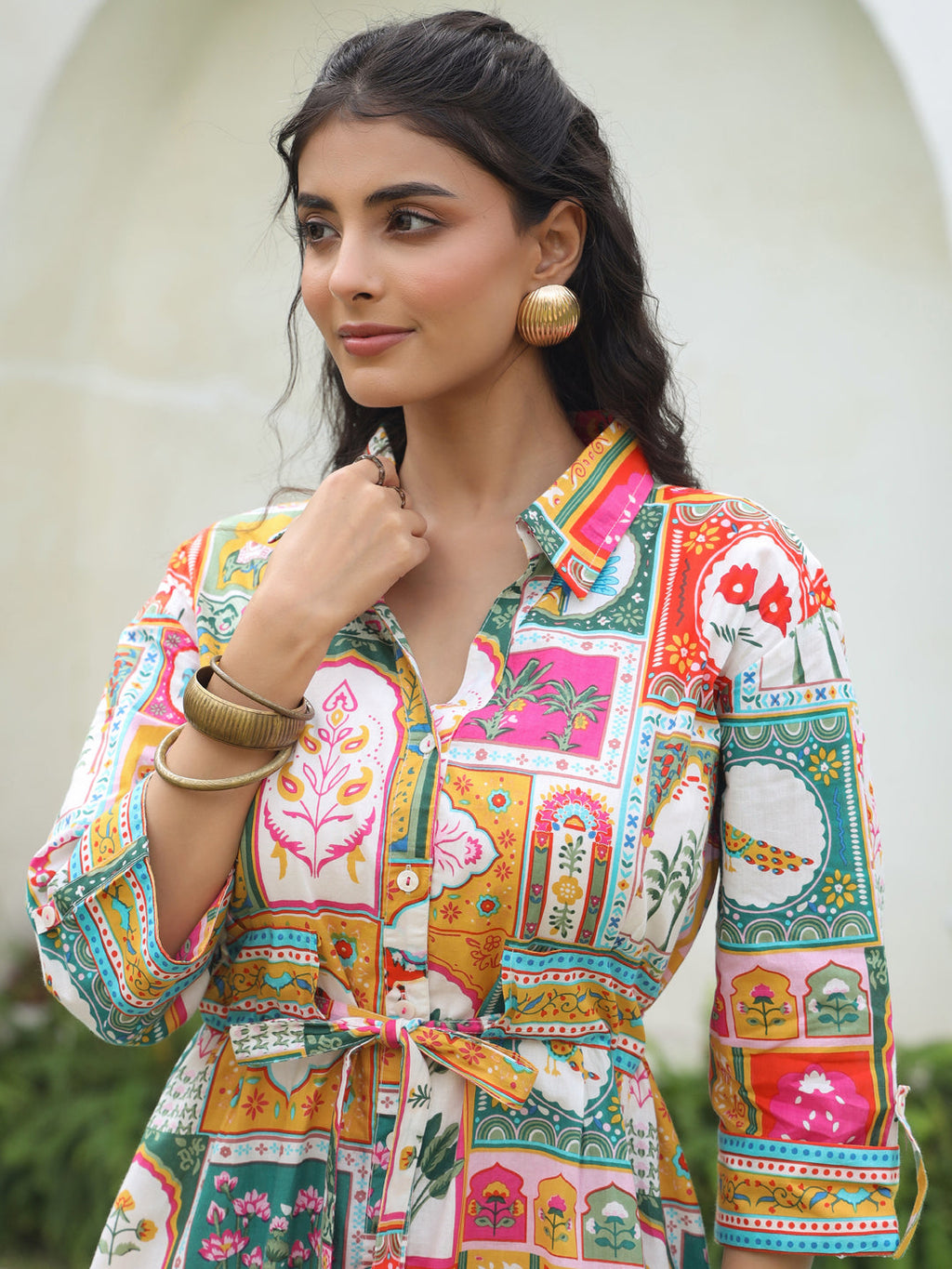 Printed Pure Cotton Fit & Flare Ethnic Dress