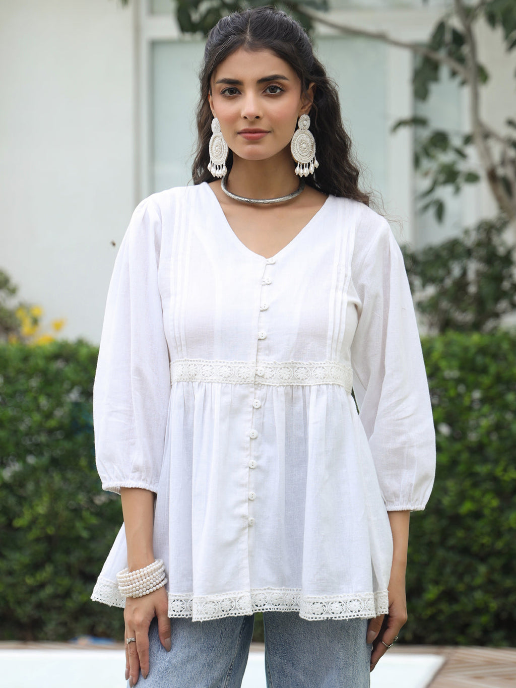 Women Solid Cotton Flex Peplum Top
