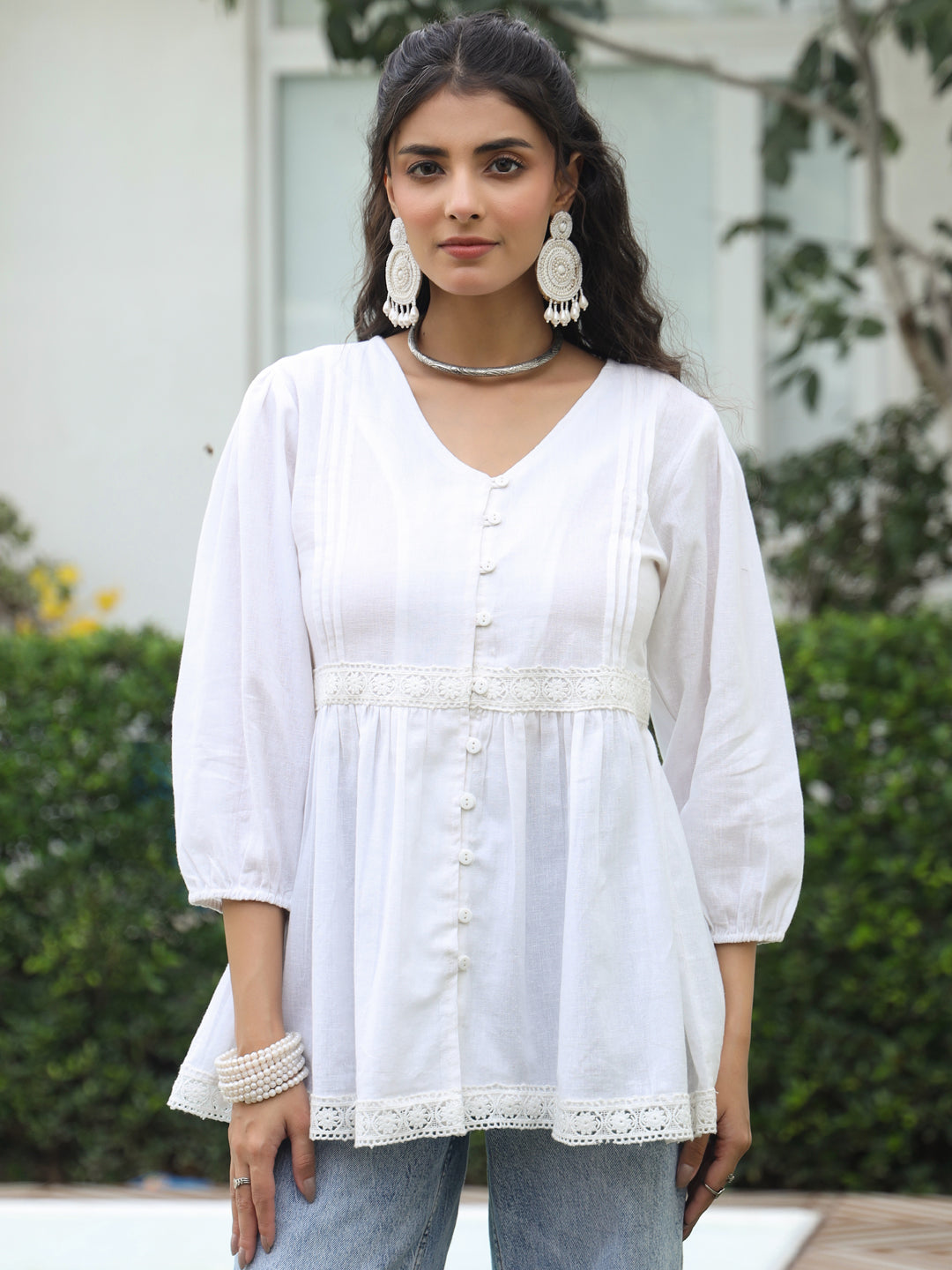 Women Solid Cotton Flex Peplum Top