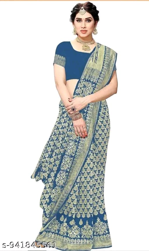 Women's Trendy Banarasi Kanjivaram Art Silk Saree with Blouse Material