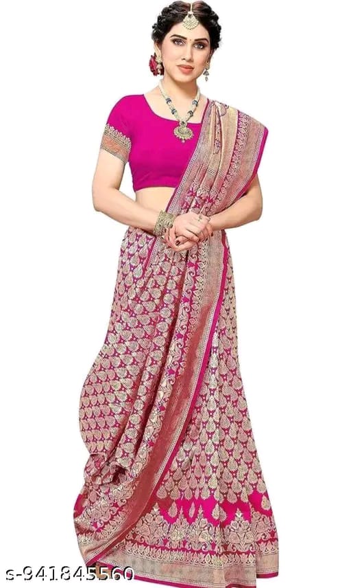 Women's Trendy Banarasi Kanjivaram Art Silk Saree with Blouse Material