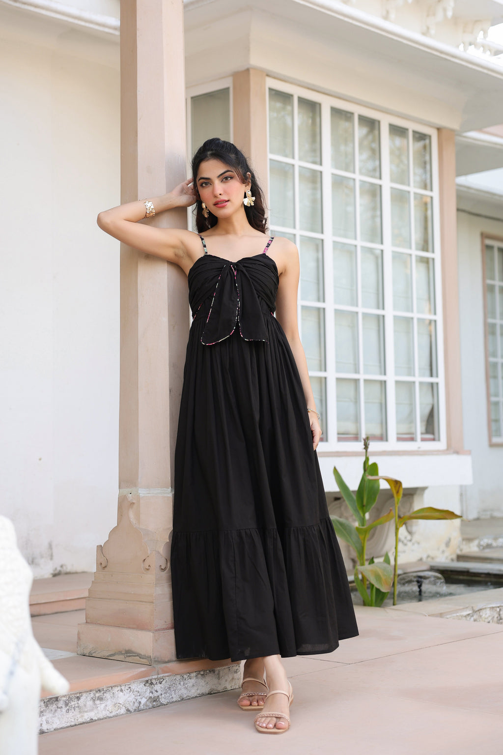 Sweetheart Neck Fit & Flared Ethnic Dresses