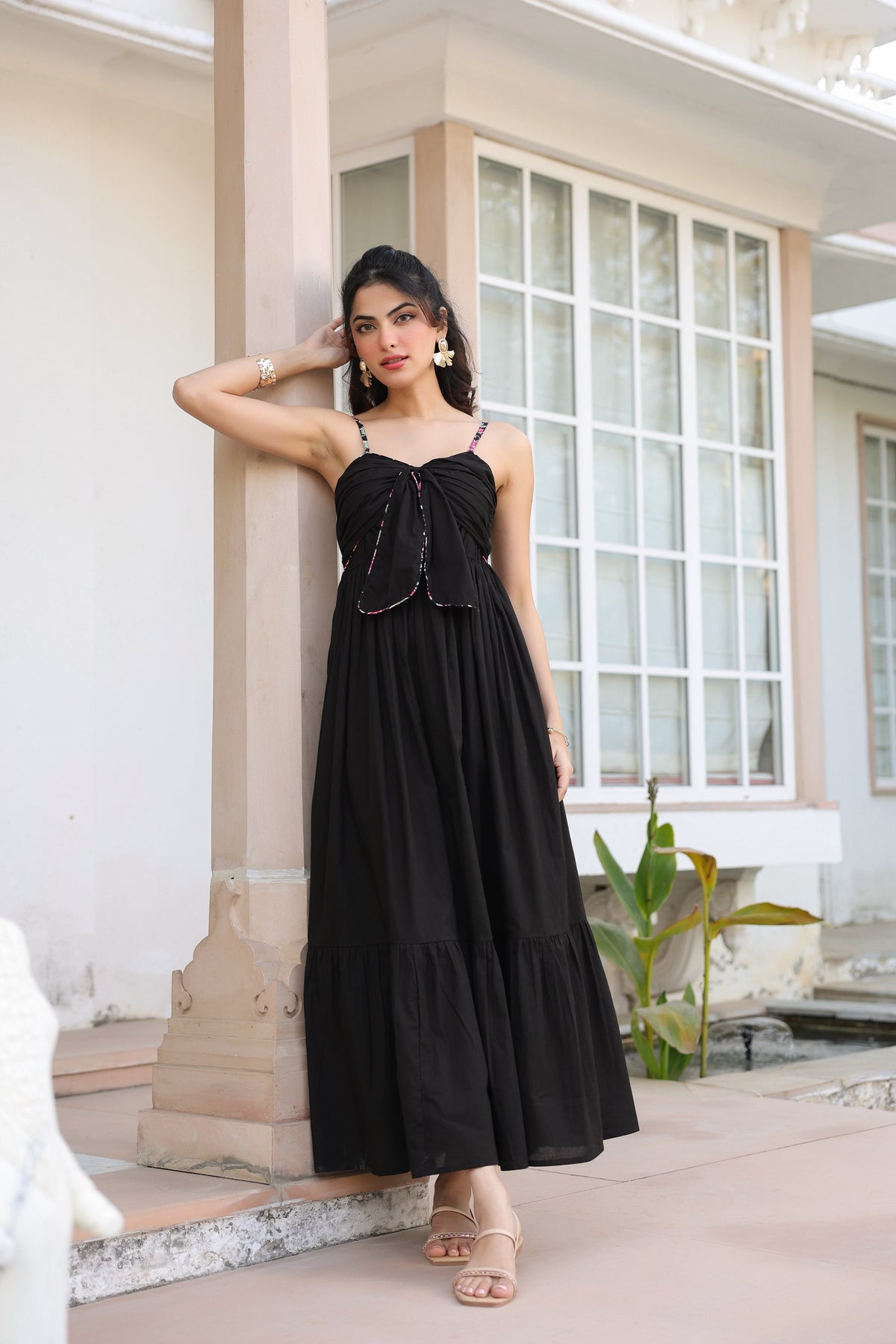 Sweetheart Neck Fit & Flared Ethnic Dresses