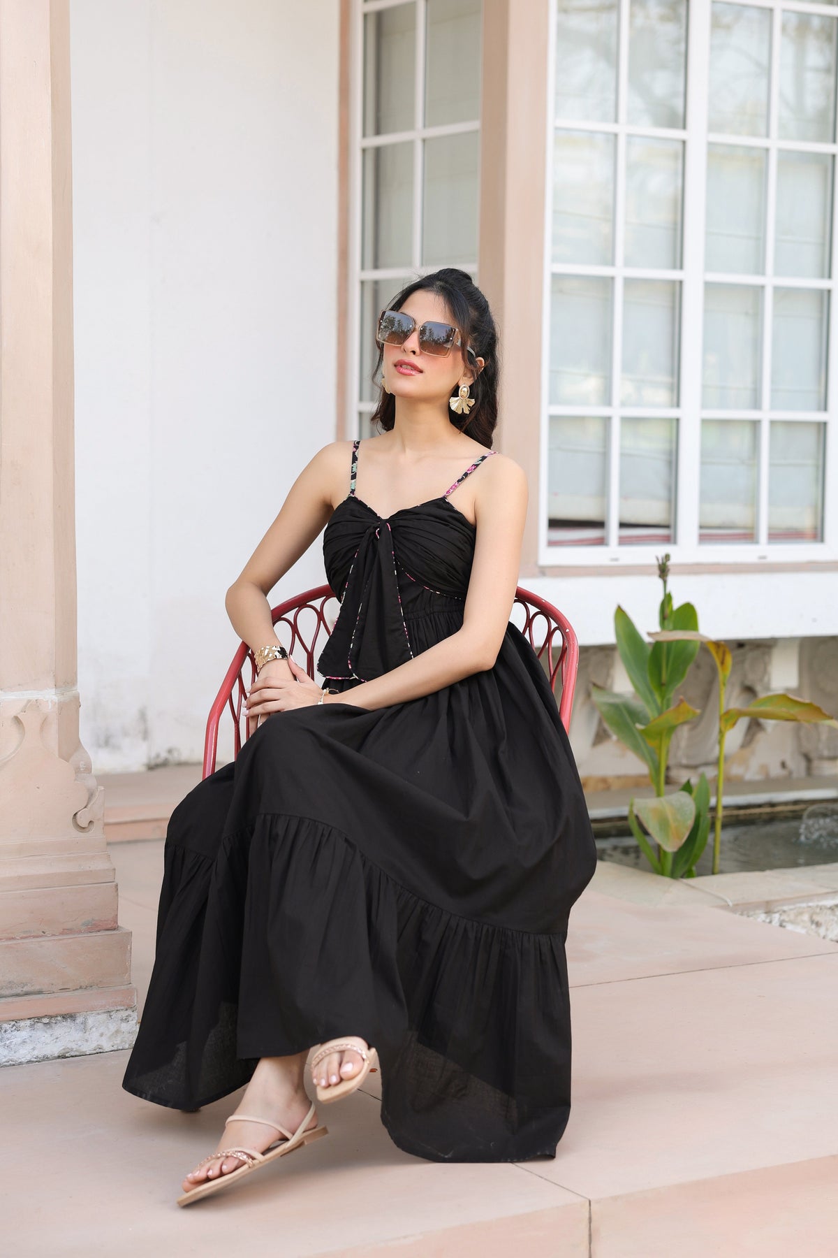 Sweetheart Neck Fit & Flared Ethnic Dresses
