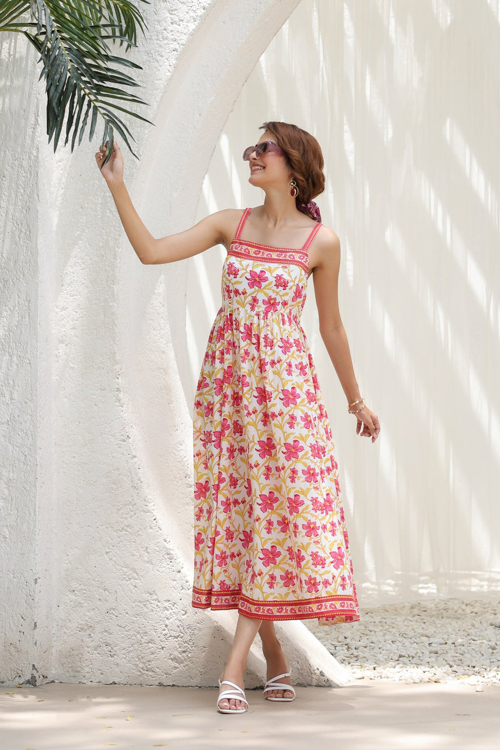 Floral-Printed Knitted Midi Ethnic Dresses